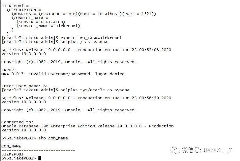 Oracle 19c pdb 